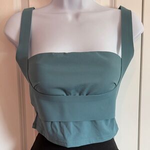 HALARA Teal Crop Top with Wide Straps
